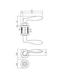 INTERSTEEL Deurkruk George op rozet ø52x10mm + nokken met WC8mm messingkleur PVD