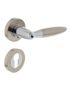 INTERSTEEL Deurkruk 1682 Elen op rond rozet 7mm nokken met profielcilindergat plaatjes chroom/nikkel mat