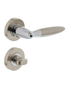 INTERSTEEL Deurkruk 1682 Elen op rond rozet 7mm nokken met WC8mm chroom/nikkel mat