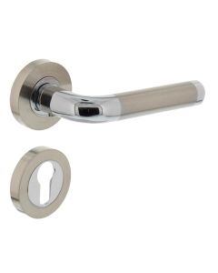 INTERSTEEL Deurkruk 1683 Agatha op rond rozet 7mm nokken met profielcilindergat plaatjes chroom/nikkel mat