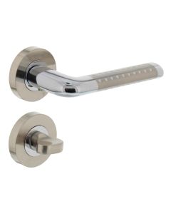 INTERSTEEL Deurkruk 1684 Marion op rond rozet 7mm nokken met WC8mm chroom/nikkel mat