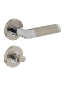 INTERSTEEL Deurkruk 1685 Nicol op rond rozet 7mm nokken met WC8mm chroom/nikkel mat