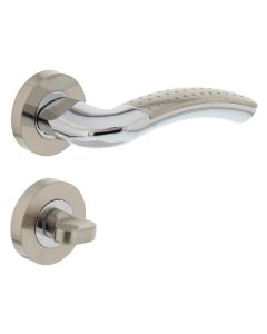 INTERSTEEL Deurkruk 1688 Sharon op rond rozet 7mm nokken met WC8mm chroom/nikkel mat