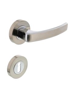 INTERSTEEL Deurkruk 1689 Blok op rond rozet 7mm nokken met sleutelgat plaatjes chroom/nikkel mat