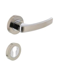 INTERSTEEL Deurkruk 1689 Blok op rond rozet 7mm nokken met profielcilindergat plaatjes chroom/nikkel mat