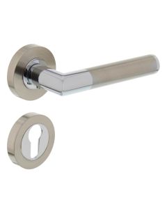 INTERSTEEL Deurkruk 1693 Bastian op rond rozet 7mm nokken met profielcilindergat plaatjes chroom/nikkel mat