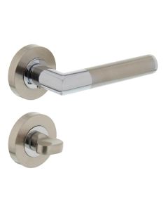 INTERSTEEL Deurkruk 1693 Bastian op rond rozet 7mm nokken met WC8mm chroom/nikkel mat