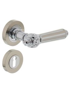 INTERSTEEL Deurkruk 1716 Julietta op rond rozet 7mm nokken met sleutelgat plaatjes chroom/nikkel mat