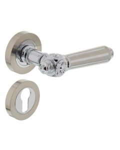 INTERSTEEL Deurkruk 1716 Julietta op rond rozet 7mm nokken met profielcilindergat plaatjes chroom/nikkel mat