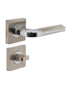 INTERSTEEL Deurkruk 1718 Amber op vierkante rozet 7mm nokken met profielcilindergat plaatjes chroom/nikkel mat