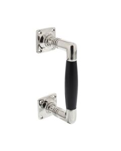 INTERSTEEL Greep Ton Basic 75/150mm op vierkant rozet nikkel/ebbenhout