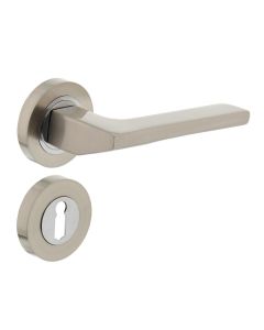 INTERSTEEL Deurkruk 1705 Ben op rond rozet 7mm nokken met sleutelgat plaatjes chroom/nikkel mat