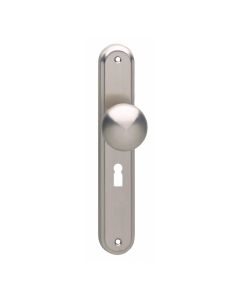 INTERSTEEL Knop 212624 rond vast op langschild sleutelgat 56mm met stift M10/8x89mm nikkel mat