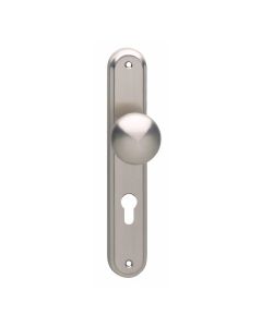 INTERSTEEL Knop 212636 rond vast op langschild profielcilinder 72mm met stift M10/8x89mm nikkel mat