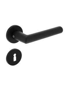 INTERSTEEL Deurkruk Broome op rozet ø50x7 mm + 7mm nokken met sleutelplaatjes zwart