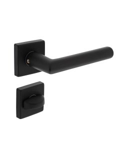 INTERSTEEL Deurkruk Broome op rozet 55x55x10 mm + 7mm nokken met WC-sluiting 8mm zwart