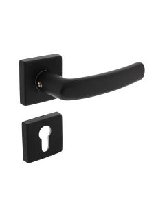 INTERSTEEL Deurkruk Denham op rozet 55x55x10 mm + 7mm nokken met profielcilinderplaatjes zwart