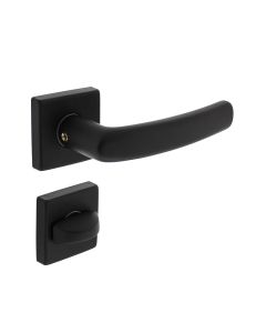 INTERSTEEL Deurkruk Denham op rozet 55x55x10 mm + 7mm nokken met WC-sluiting 8mm zwart