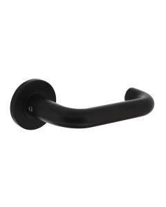 INTERSTEEL Deurkruk rond geveerd op rozet met nokken ø6x12mm aluminium zwart