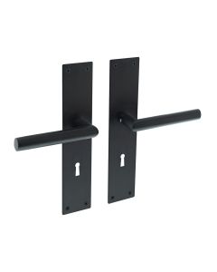 INTERSTEEL Deurkruk Jura recht Hoek 90° met schild 250x55x2mm sleutelgat 72mm zwart