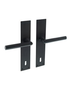 INTERSTEEL Deurkruk Jura recht Hoek 90° met schild 250x55x2mm sleutelgat 110mm zwart