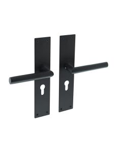 INTERSTEEL Deurkruk Jura recht Hoek 90° met schild 250x55x2mm profielcilindergat 55mm zwart