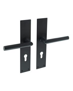 INTERSTEEL Deurkruk Jura recht Hoek 90° met schild 250x55x2mm profielcilindergat 72mm zwart