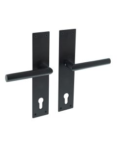 INTERSTEEL Deurkruk Jura recht Hoek 90° met schild 250x55x2mm profielcilindergat 110mm zwart