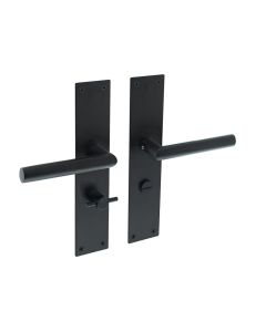 INTERSTEEL Deurkruk Jura recht Hoek 90° met schild 250x55x2mm WC63/8 zwart