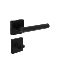 INTERSTEEL Deurkruk Bastian op rozet 55x55x10mm met toiletsluiting 8mm zwart