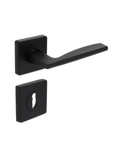 INTERSTEEL Deurkruk Apollo op vierkant rozet + nokken incl. sleutelplaatjes mat zwart