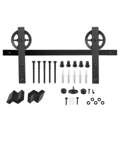 INTERSTEEL Schuifdeursysteem 2 meter, hangrollen met spaakwiel 340mm, staal mat zwart