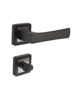 INTERSTEEL Deurkruk Candy op vierkant rozet antaciet/chroom + WC rozetten 8mm vastdraaibaar geveerd