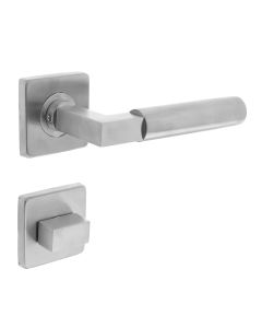 INTERSTEEL Deurkruk 0378 Bau-stil op rozet vierkant staal met 7mm nok met WC8mm RVS