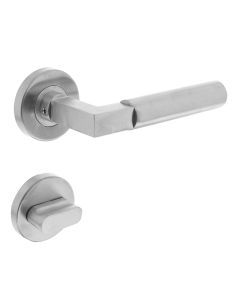 INTERSTEEL Deurkruk 0379 Bau-stil op rozet rond staal met 7mm nok met WC 8mm RVS