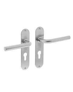 INTERSTEEL Deurkruk recht ø16mm slank op schild plat ovaal profielcilindergat 55mm RVS