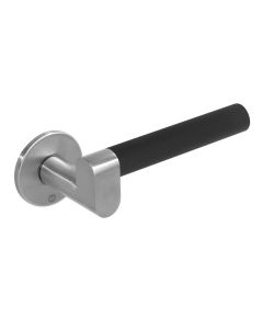 INTERSTEEL Deurkruk Munnikhof Dock Black met ronde geveerde rozet 50x5mm rvs geborsteld