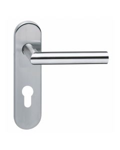 INTERSTEEL Deurkruk Hoek 90°brandvertragend op kortschild profielcilindergat 72mm RVS