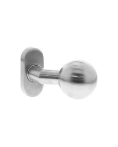 INTERSTEEL Knop 077902 bol/schuin brand vertragend vast op rozet ovaal 65x30x10mm tapgat M6 RVS