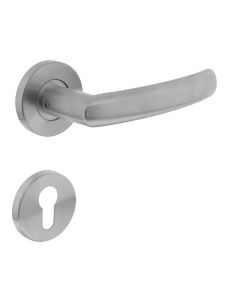 INTERSTEEL Deurkruk Blok op kunststof rozet met profielcilindergat plaatje RVS