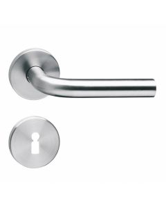 INTERSTEEL Deurkruk recht op rond rozet met sleutelgat plaatjes RVS