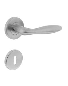 INTERSTEEL Deurkruk Jupiter op rond rozet met sleutelgat plaatjes RVS