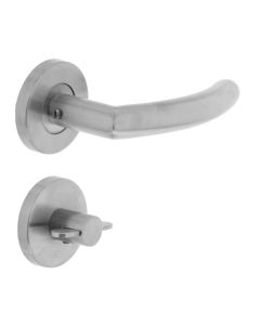 INTERSTEEL Deurkruk half rond/hoek 90°op rond rozet met WC8mm RVS