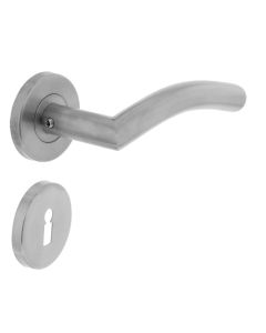 INTERSTEEL Deurkruk Lisa/hoek 90°op rozet met sleutelgat plaatjes RVS