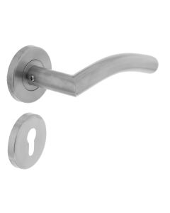 INTERSTEEL Deurkruk Lisa/hoek 90°op rozet met profielcilindergat plaatjes RVS