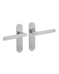 INTERSTEEL Deurkruk Hoek90° basic op ovaal schild verdekt 170x40mm blind rvs geborsteld