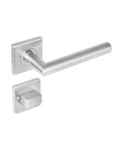 INTERSTEEL Deurkruk 1242 rechte Hoek 90°op rozet vierkant met WC8mm RVS