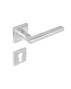 INTERSTEEL Deurkruk 1252 Hoek 90° plat RVS + PC op rozet vierkant dubbel geveerd