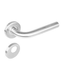 INTERSTEEL Deurkruk 1270 Recht op rond rozet staal met 7mm nok met rondcilinderplaatjes RVS