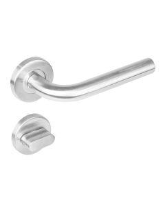 INTERSTEEL Deurkruk 1270 Recht op rond rozet staal met 7mm nok met WC 7mm RVS